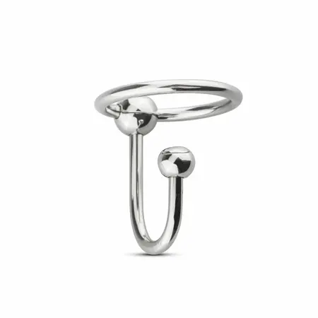 Sinner Gear Stainless Steel Glans Ring with Retention Plug, Silver, M