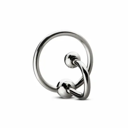 Sinner Gear Stainless Steel Glans Ring with Retention Plug, Silver, M