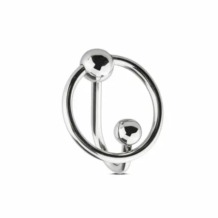 Sinner Gear Stainless Steel Glans Ring with Retention Plug, Silver, M