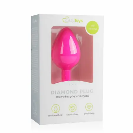 EasyToys Diamond Plug Medium Pink - Silicone Intimate Accessory with Gemstone Base