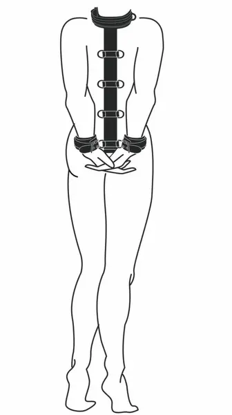 Ouch! Adjustable Faux Leather Neck & Wrist Bondage Set, Black