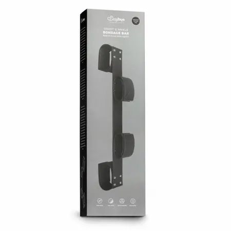 EasyToys Adjustable Restraint Bar with Faux Leather Cuffs - Black, Universal Fit