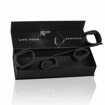 EasyToys Adjustable Restraint Bar with Faux Leather Cuffs - Black, Universal Fit