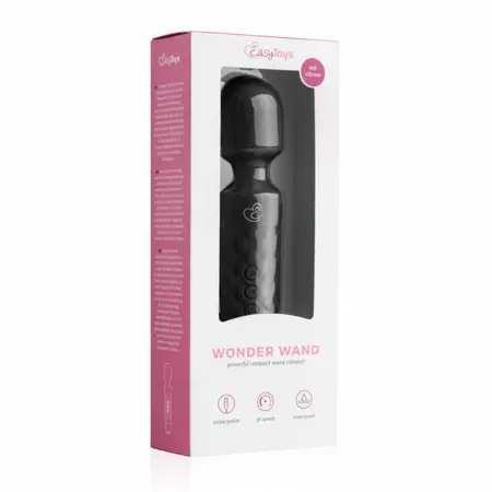 EasyToys Mini Wand Black - Compact Silicone Massager, 18 Modes