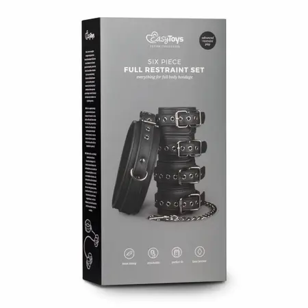 EasyToys Bondage Set - Adjustable Faux Leather Collar & Cuffs Kit