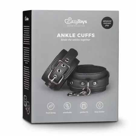 EasyToys Ankle Cuffs Faux Leather Adjustable Black 13-30cm