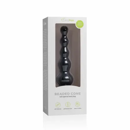 Kiotos Cone Shape Silicone Model with Beaded Structure Black 16.5 cm