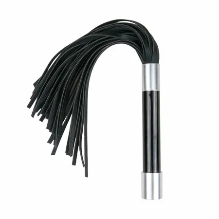 Kiotos Flogger with Metal Handle - Durable Faux Leather, Black, 45 cm