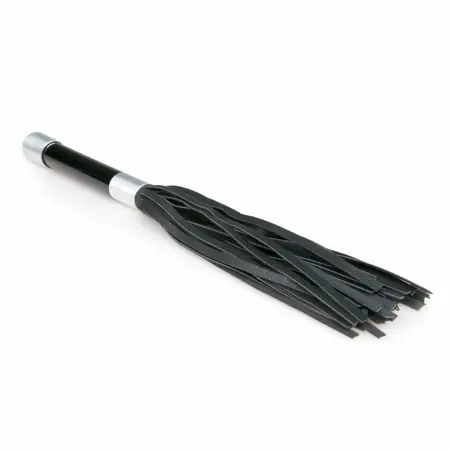 Kiotos Flogger with Metal Handle - Durable Faux Leather, Black, 45 cm