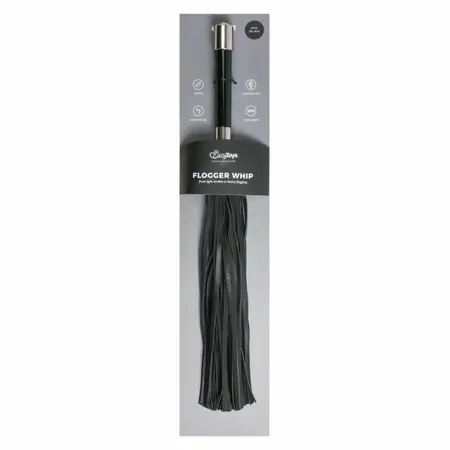 Kiotos Long Flogger Intimate Impact Tool with Metal Grip Handle Black