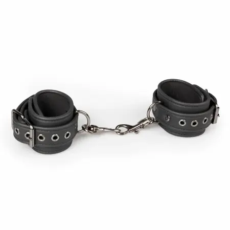 EasyToys Faux Leather Adjustable Handcuffs Black 11-28cm Soft Lining
