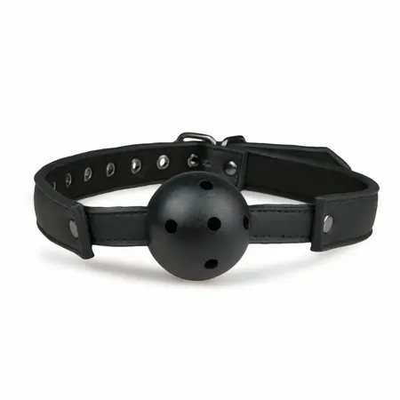 Easytoys Adjustable PVC Ball Gag Black - Faux Leather Comfort Strap