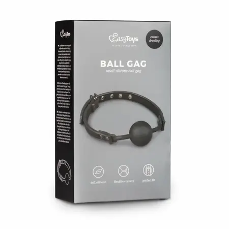 EasyToys Silicone Ball Gag Adjustable Strap Black Comfortable Design