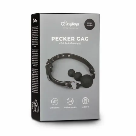 EasyToys Silicone Bead Gag Adjustable Strap Black 8718627528235