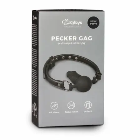 EasyToys Silicone System Ball Gag Adjustable 60 cm Black 9.5 cm Insertable