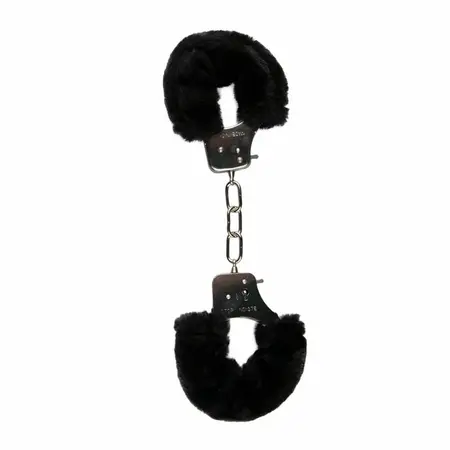 EasyToys Soft Plush Restraint Handcuffs Black Adjustable Lockable