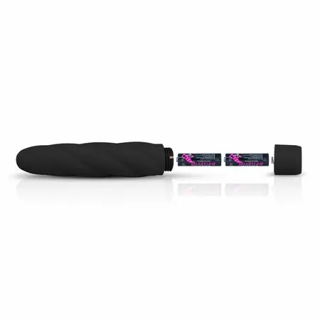 Dream Toys Black Velvety Silicone Massager with Ribbed Surface 19cm