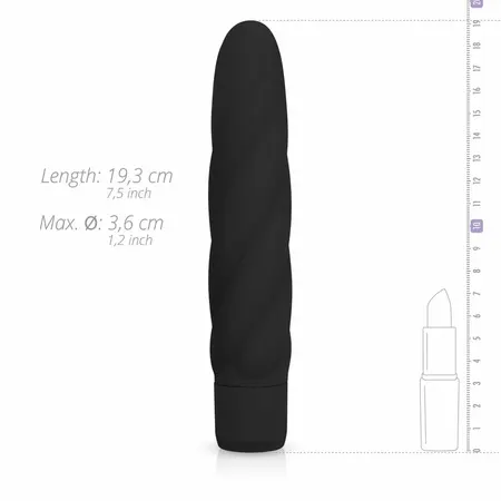 Dream Toys Black Velvety Silicone Massager with Ribbed Surface 19cm