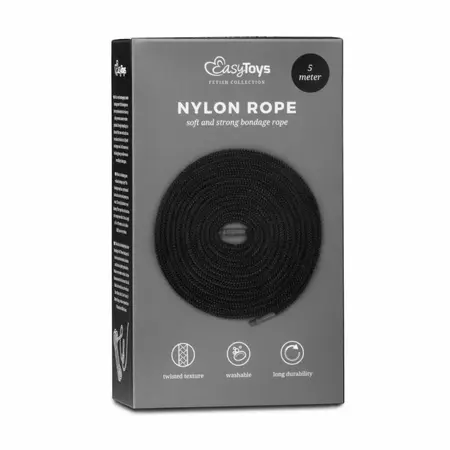 EasyToys Soft Bondage Rope 5m - Flexible Black Restraint Cord