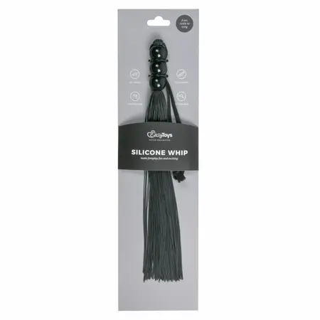EasyToys Black Silicone Impact Whip with Ergonomic Handle 45cm