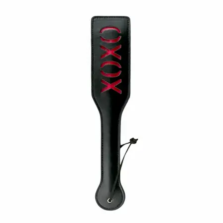 Rimba Black Leather Paddle XOXO - Sturdy Model with Decorative Cutout