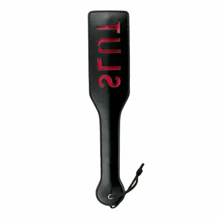 Ouch! Black Leather Impact Paddle with Red Inscription, Durable Design