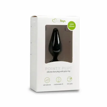 EasyToys Silicone Plug Medium with Pull Ring - Black, Ergonomic Design