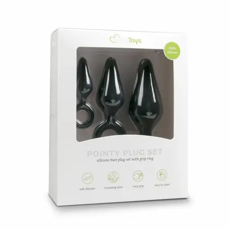 EasyToys Silicone Plug Set Black - 3 Sizes with Ergonomic Pull Ring