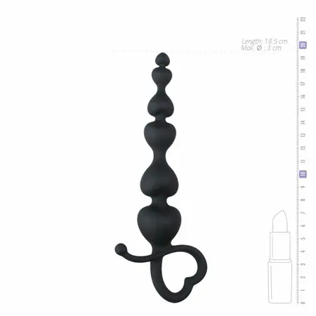 Easytoys Heart Handle Black Silicone Training Beads 19 cm
