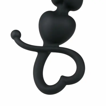 Easytoys Heart Handle Black Silicone Training Beads 19 cm