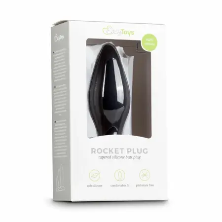 EasyToys Silicone Anal Plug Medium Black - Flexible Ergonomic Model