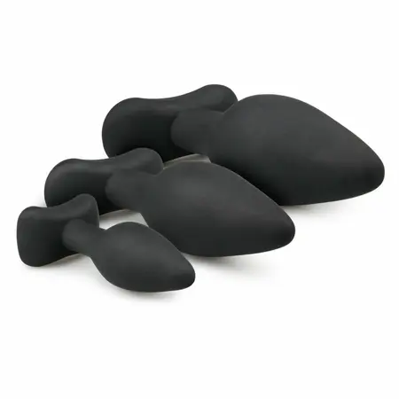EasyToys Silicone Anal Training Plug Set Black - 3 Sizes, Flexible Design