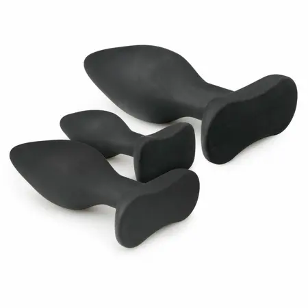 EasyToys Silicone Anal Training Plug Set Black - 3 Sizes, Flexible Design