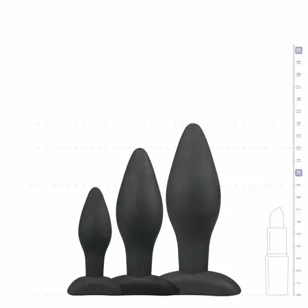 EasyToys Silicone Anal Training Plug Set Black - 3 Sizes, Flexible Design