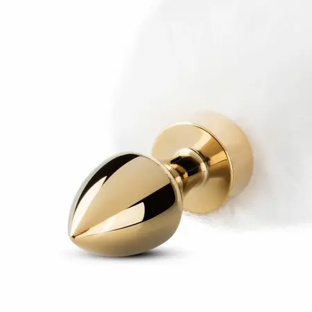 Rimba Metal Intimate Plug with Faux Fox Tail - Silver & Grey, Medium