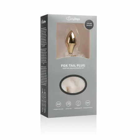 Rimba Metal Intimate Plug with Faux Fox Tail - Silver & Grey, Medium