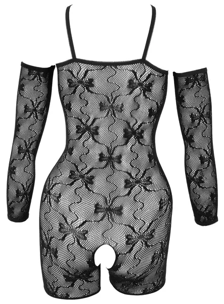 Cottelli Fantasy Open Catsuit S/M Black Lace with Arm Sleeves