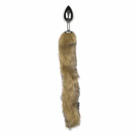 EasyToys Aluminium Fox Tail Plug Silver Faux Fur 40cm