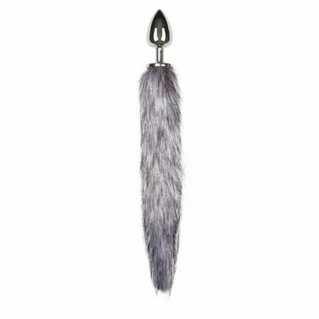 EasyToys Aluminum Plug with Faux Fox Tail - Silver Medium