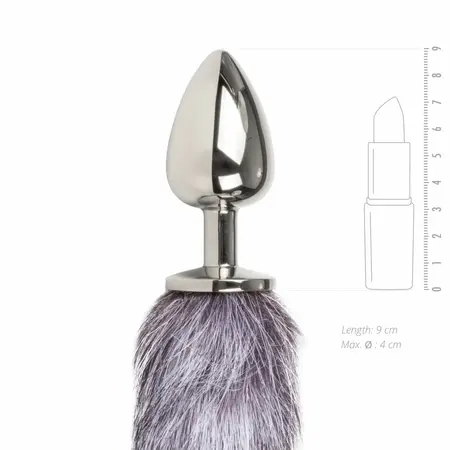 EasyToys Aluminum Plug with Faux Fox Tail - Silver Medium