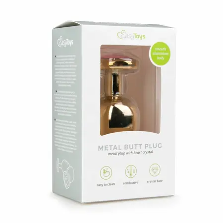 Rimba Aluminium Heart Crystal Intimate Plug - Medium, Silver Finish