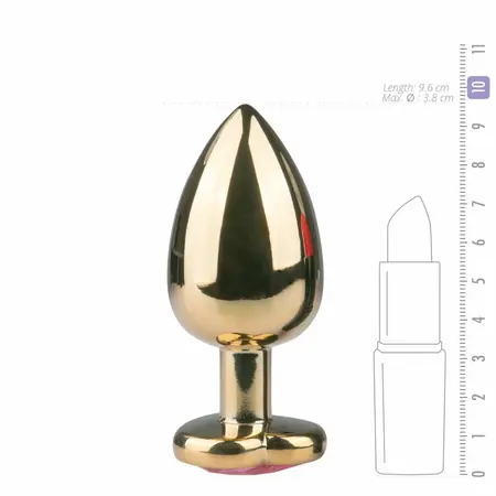 Rimba Aluminium Heart Crystal Intimate Plug - Medium, Silver Finish