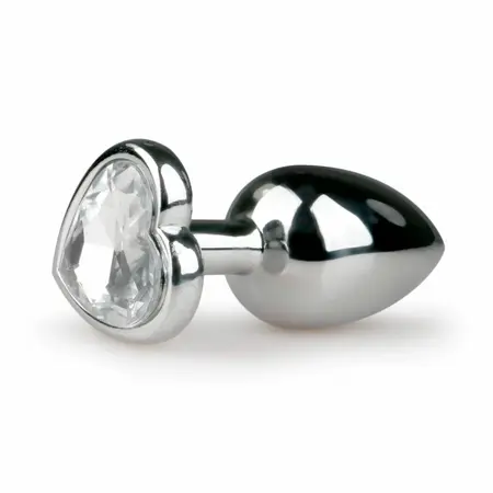 EasyToys Aluminium Plug Heart Crystal Medium Silver Elegant Design