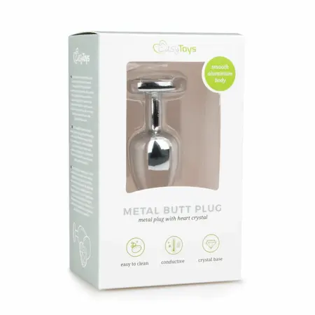 EasyToys Aluminium Plug Heart Crystal Medium Silver Elegant Design