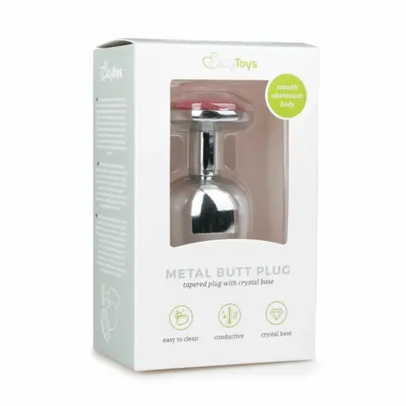 Sinner Gear Silver Intimate Plug with Pink Crystal Large Aluminium