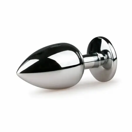 Sinner Gear Silver Intimate Plug with Pink Crystal Large Aluminium