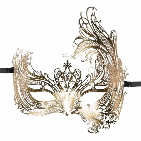 EasyToys Venetian Gold Metal Mask with Decorative Diamonds