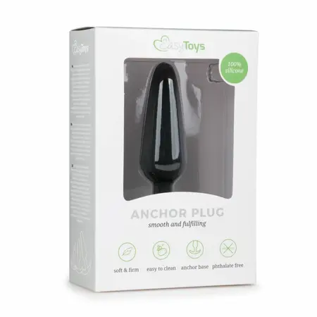 EasyToys Silicone Plug M - Flexible Anatomical Intimate Accessory, Black