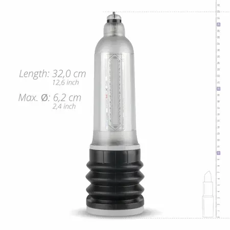 Hydromax 9 хидропомпа за пенис с комфортен пръстен, прозрачна, 27,9 см