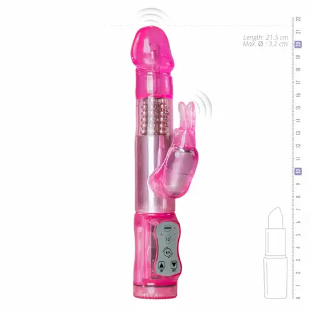 EasyToys Pink Dual-Action Vibrating Device, 12 Modes, Waterproof
